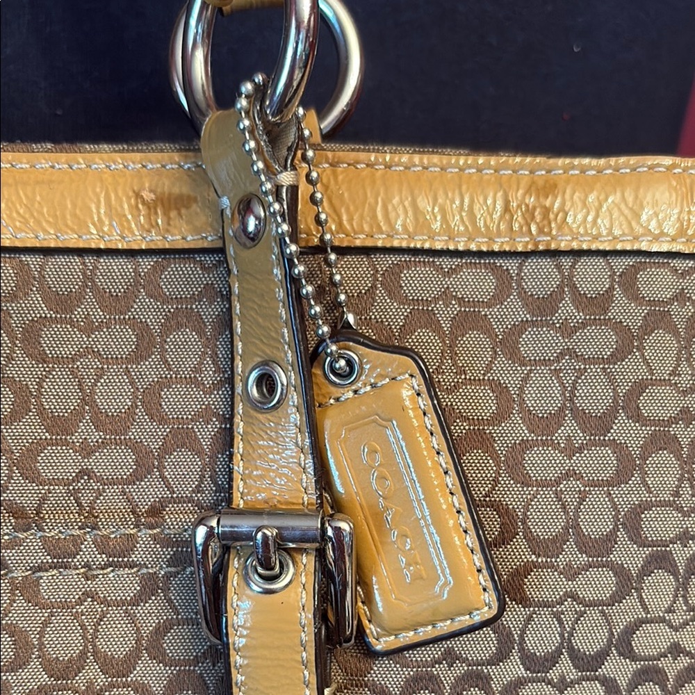 Coach Tan and Brown Shoulder Bag with Leather Accents - Picture 3 of 8